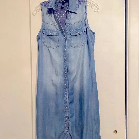 INC International Concepts Denim Sleeveless Collared Blue Dress Women’s Size 2 - Picture 1 of 8